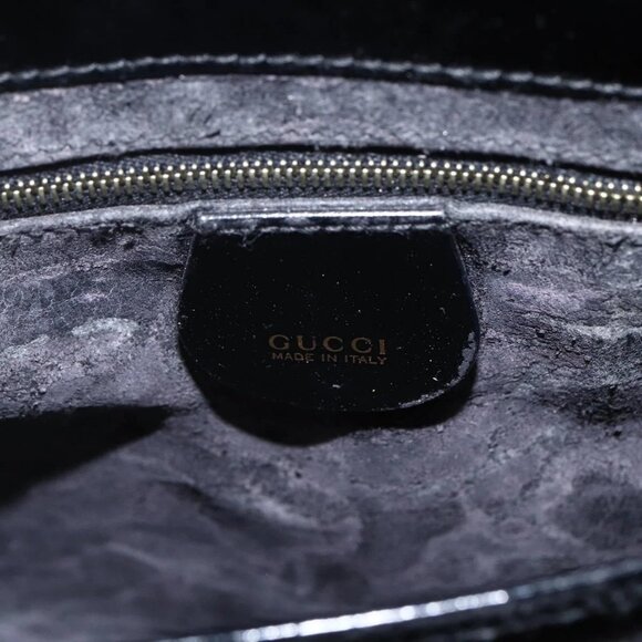 GUCCI Hand Bag Patent leather Black Gold Auth 151615 - Picture 11 of 16